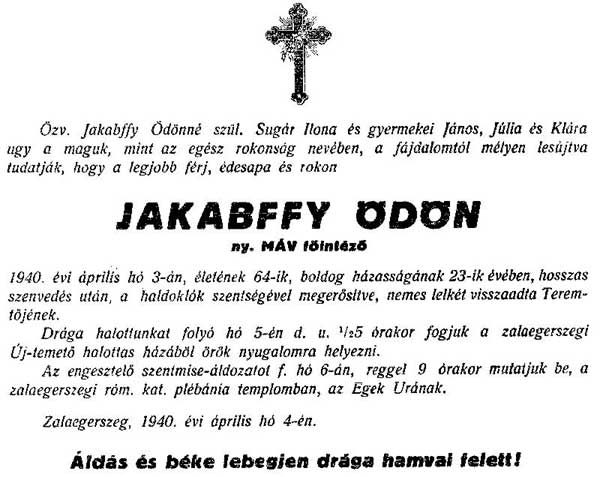 Jakabffy Odon 1940